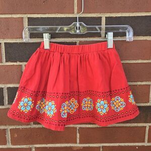 Disney Collection Elena Of Avalor Girls Red Cotton Lined Skirt Size Embroidered